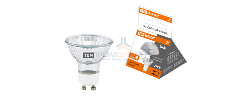 Лампа галогенная с отражателем MR16 (JCDRC) - 50 Вт - 230 В - GU10 TDM