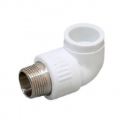 Переход на наружную резьбу угловой Fusitek - 25 x 1/2" (для полипропиленовых труб, цвет белый)
