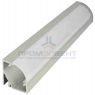 08-31 Профиль алюминиевый для светодиодной ленты, анод., угловой, накладной, серебро, 17х17мм, 1м, шир. ленты до 10мм, индивидуальная упаковка (рассеиватель матовый, заглушки - 2шт.).