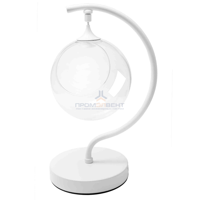FT-07-01 Фитосветильник настольный, светодиодный, стеклянный шар Ø150мм, 5 В, лампа 2Вт, диммер, USB-штекер длиной 1,8 м, S-образный, белый (без наполнения)