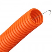 Труба гофрированная ПНД HF d16мм с протяжкой, безгалогенная оранжевая [бухта 100м]