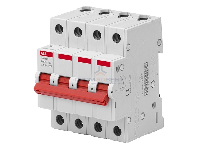 Выключатель нагрузки ABB Basic M 4P 63A (рубильник модульный) BMD51463